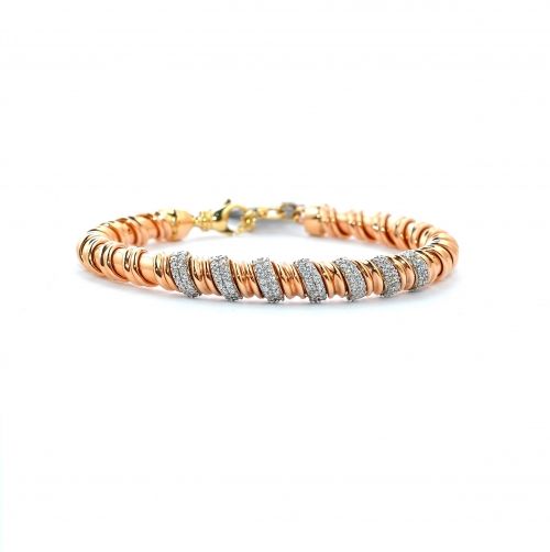 Rose gold bracelet with zircons
