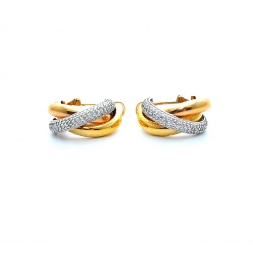 Yellow gold earrings with diamonds 0.98 ct