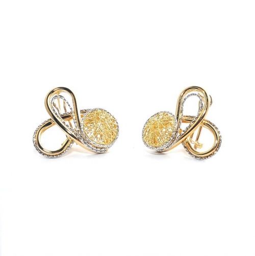 Yellow and white gold earrings