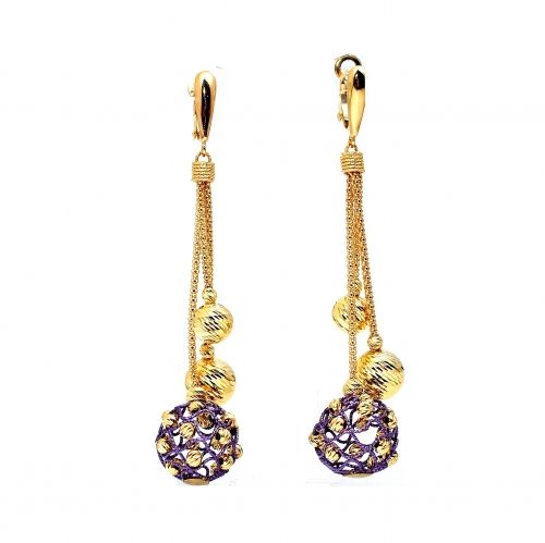 Yellow and purple gold earrings