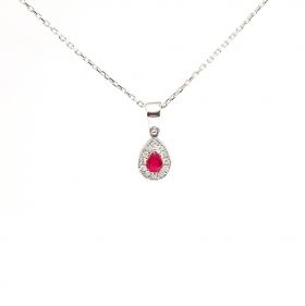 White gold necklace with diamonds 0.17 ct and ruby 0.17 ct