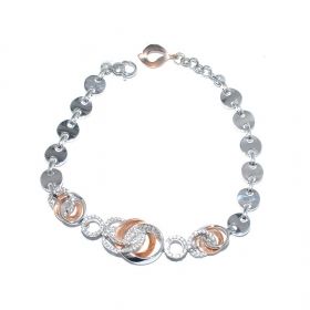White and rose gold bracelet with zircons