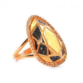 Rose gold ring with smoky quartz and yellow topaz