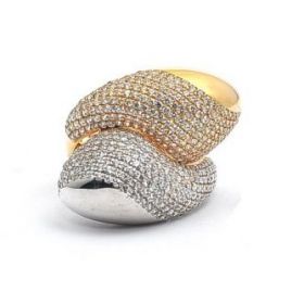 Yellow and white gold  ring with zircons