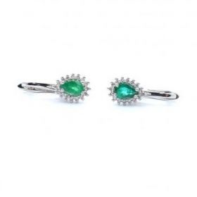 White gold earrings with diamonds 0.11 ct and emeralds 0.29 ct