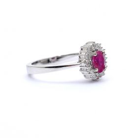 White gold ring with diamond 0.53 ct and ruby 0.86 ct