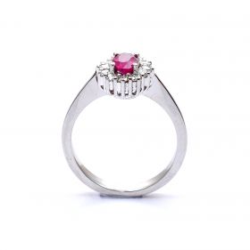 White gold ring with diamond 0.53 ct and ruby 0.86 ct