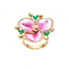 Yellow  and rose gold  flower ring