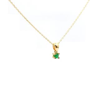 Yellow gold necklace with emerald 0.10 ct