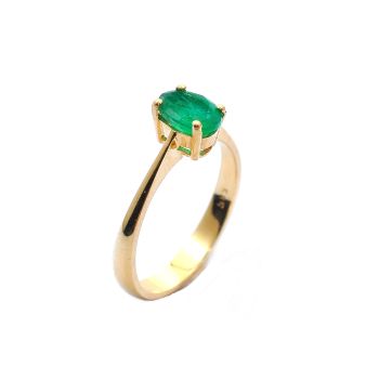 Yellow gold ring with  emerald 0.78 ct