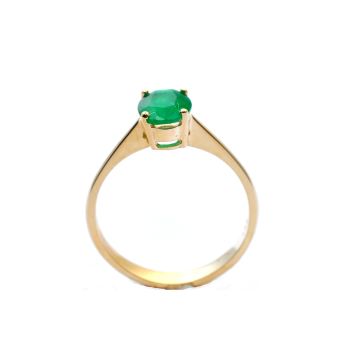 Yellow gold ring with  emerald 1.09 ct