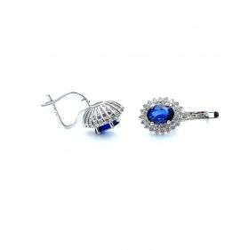 White gold earrings with diamonds 0.62 ct and sapphyre 1.54 ct