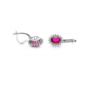White gold earrings with diamonds 0.51 ct and ruby 2.63 ct
