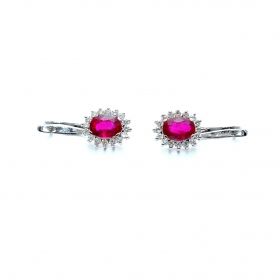 White gold earrings with diamonds 0.51 ct and ruby 2.63 ct