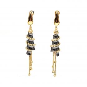Black and yellow gold earrings